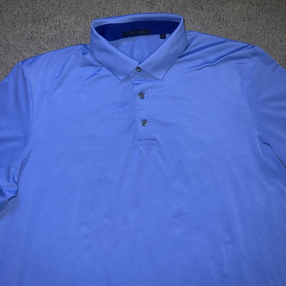 Greyson Polo Shirt Mens Large Solid Wolf Performance Golf Short Sleeve